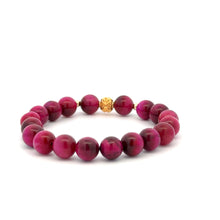 Load image into Gallery viewer, 18K Gold Money Ball Lucky Charm Beads Bracelet Gemstones Pink Tiger&#39;s Eye 8mm - Rafant
