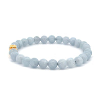 Load image into Gallery viewer, 18K Gold Money Bag Lucky Charm Bracelet Gemstones Aquamarine 6mm - Rafant
