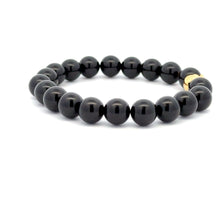 Load image into Gallery viewer, 18K Gold Money Bag Lucky Charm Beads Bracelet Gemstones Onyx 8mm - Rafant
