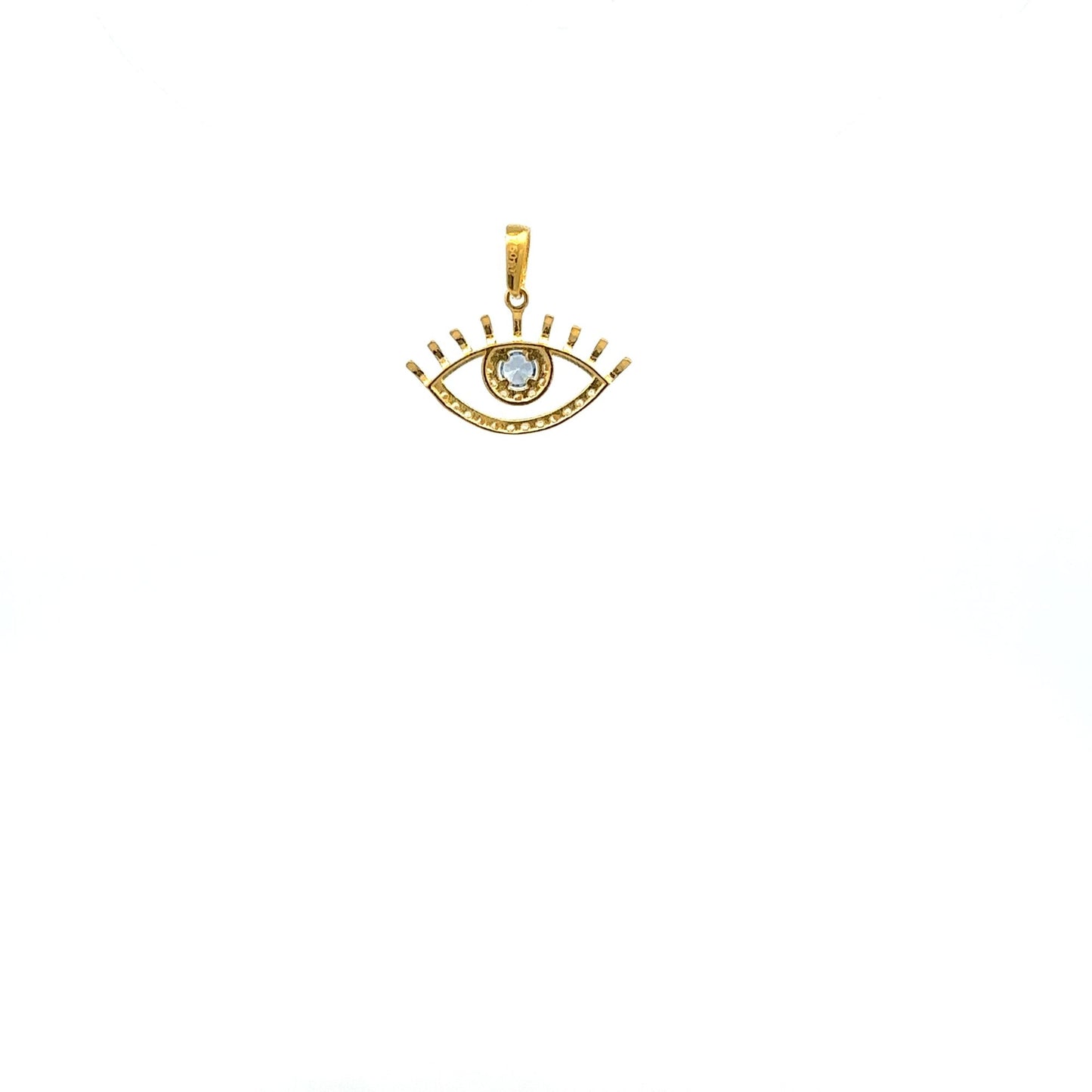 18K Gold Pendant Charm Evil Eye Cubic Zirconia - Rafant