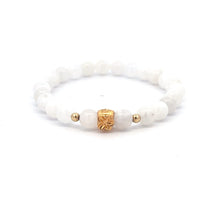 Load image into Gallery viewer, 18K Gold Money Ball Lucky Charm Beads Bracelet Gemstones Moonstone 6mm - Rafant
