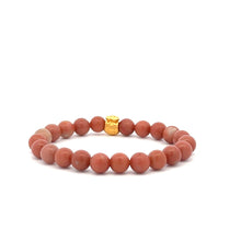 Load image into Gallery viewer, 24K Gold Money Bag Lucky Charm Stretchable Bracelet Natural Jade Indian Red 6mm - Rafant
