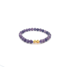 Load image into Gallery viewer, 18K Gold Pixiu Piyao Lucky Charm Bracelet Natural Lilac Jade Gemstones 6mm
