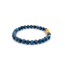 Load image into Gallery viewer, 18K Gold Dragon Pixiu Piyao Lucky Charm Beads Bracelet Gemstones Kyanite 6mm - Rafant
