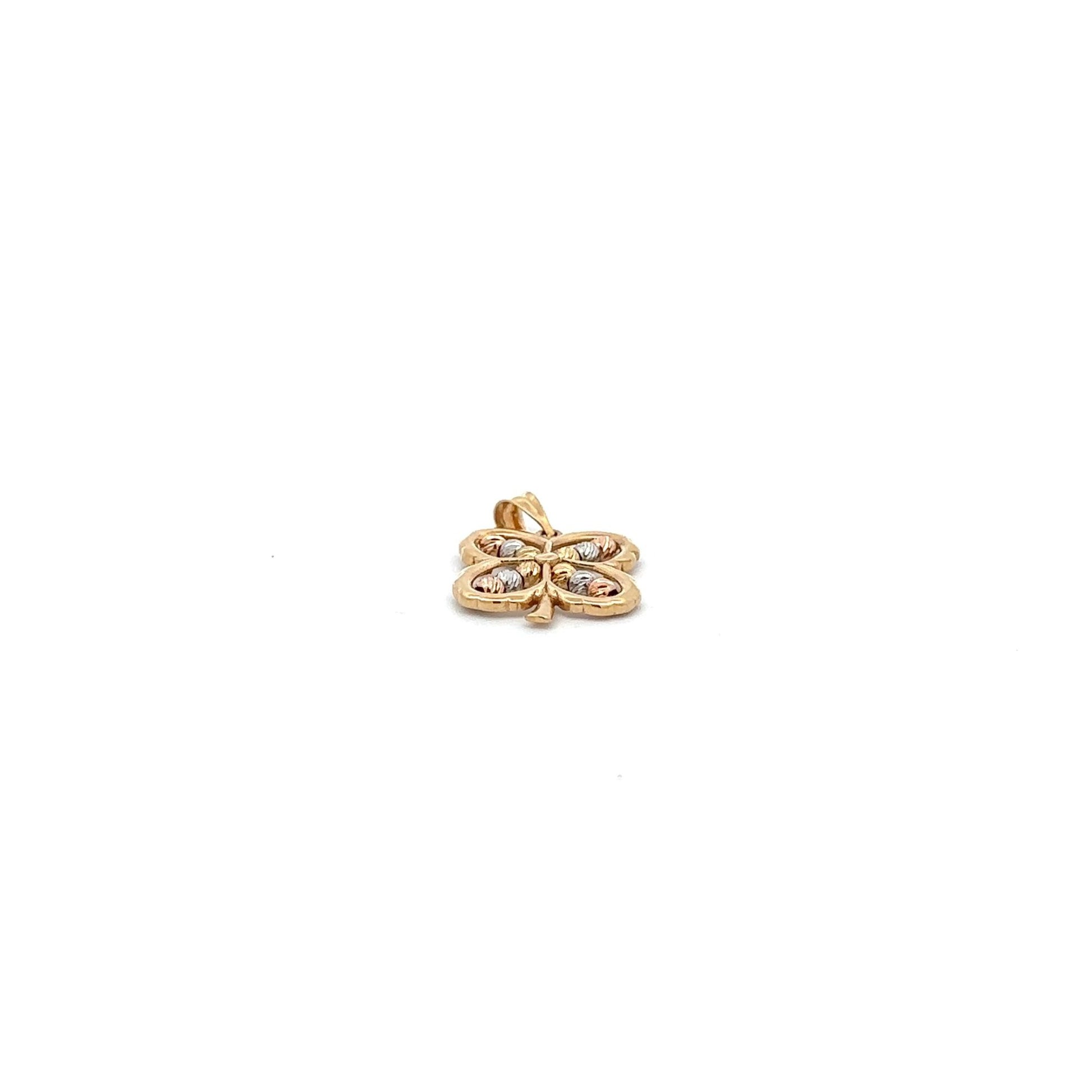 18K Gold Pendant Flower Tricolor White Yellow Rose Gold 2.40 grams - Rafant