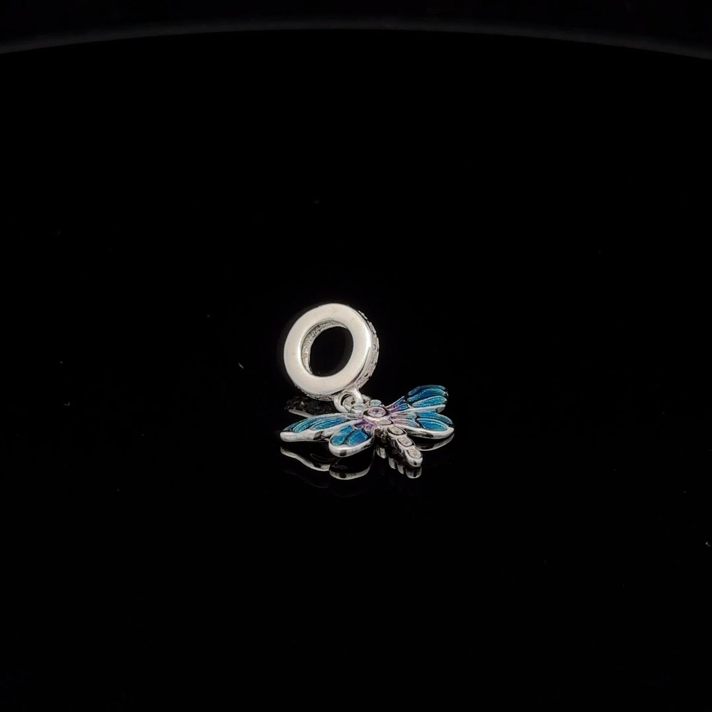 925 Sterling Silver Charm Bead Dragonfly Insect Cubic Zircons Blue For Charm Bracelet Necklace - Rafant