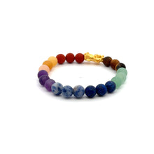 Load image into Gallery viewer, 24K Gold Piyao Pixiu Lucky Charm Bracelet Gemstones Matte Chakra 6mm - Rafant
