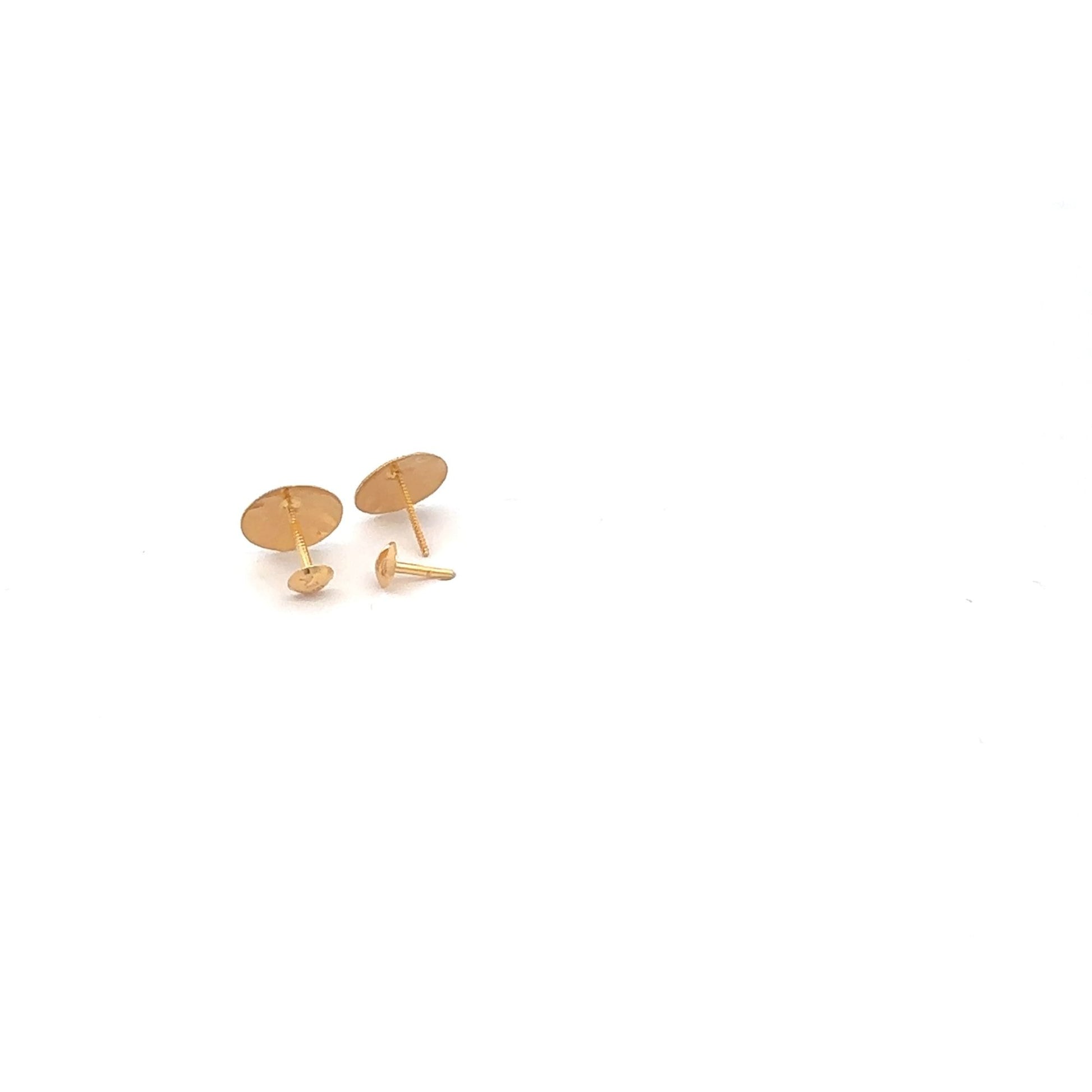 18K Gold Earrings Screw Type Two Tone Circle Round - Rafant