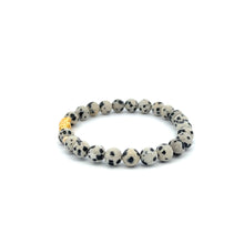 Load image into Gallery viewer, 18K Gold Dragon Pixiu Piyao Lucky Bracelet Beads Gemstone Dalmatian Jasper 6mm - Rafant
