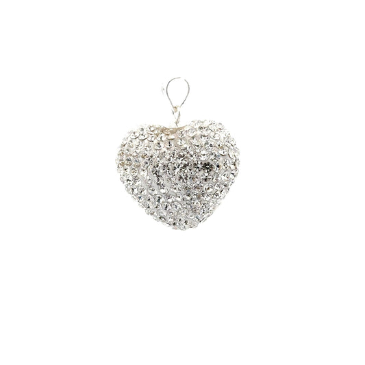 925 Sterling Silver Pendant Crystals Large White Heart - Rafant