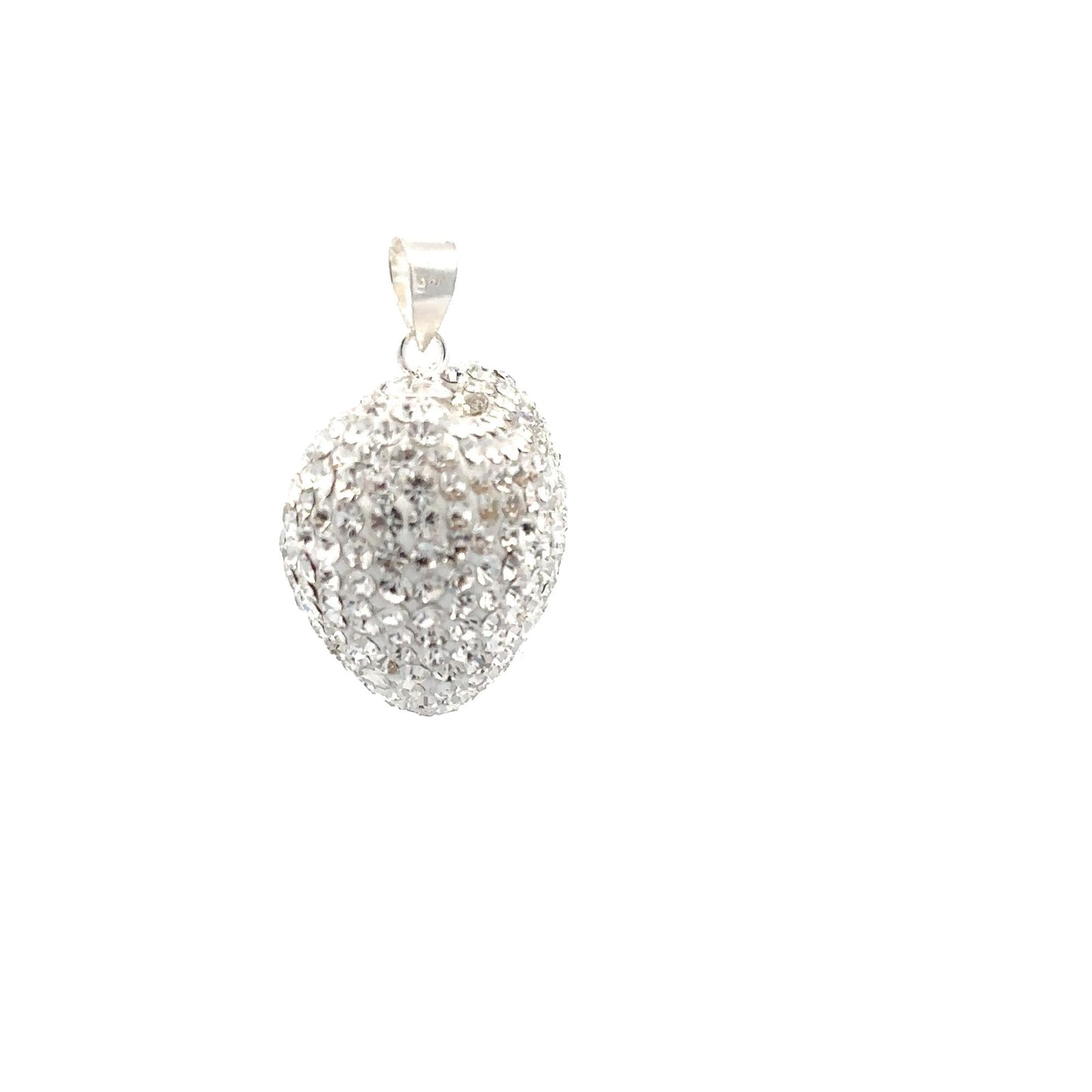 925 Sterling Silver Pendant Crystals Large White Heart - Rafant