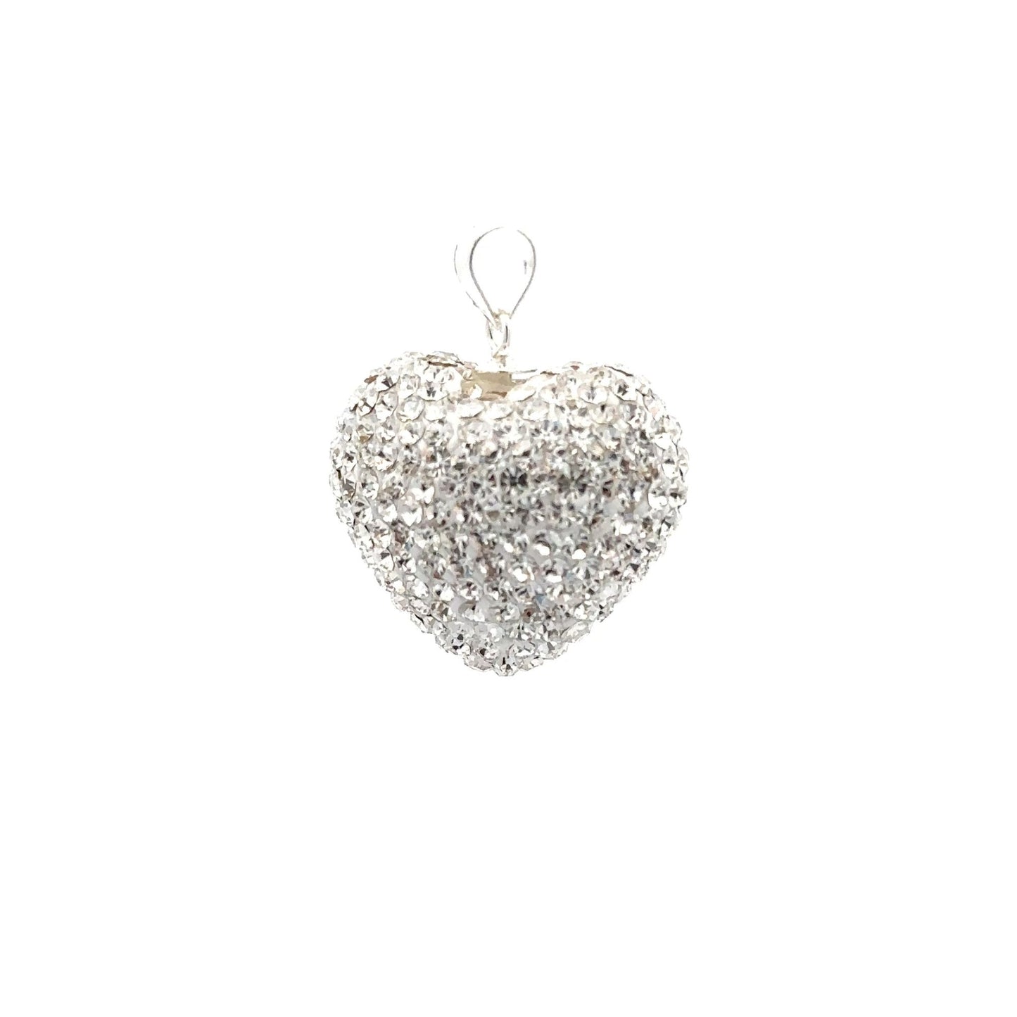 925 Sterling Silver Pendant Crystals Large White Heart - Rafant