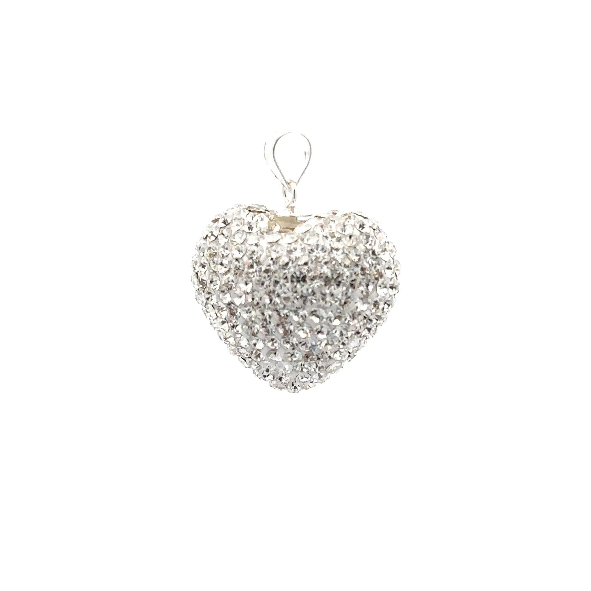 925 Sterling Silver Pendant Crystals Large White Heart - Rafant