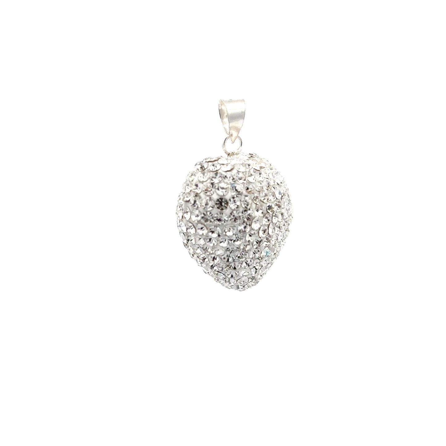 925 Sterling Silver Pendant Crystals Large White Heart - Rafant