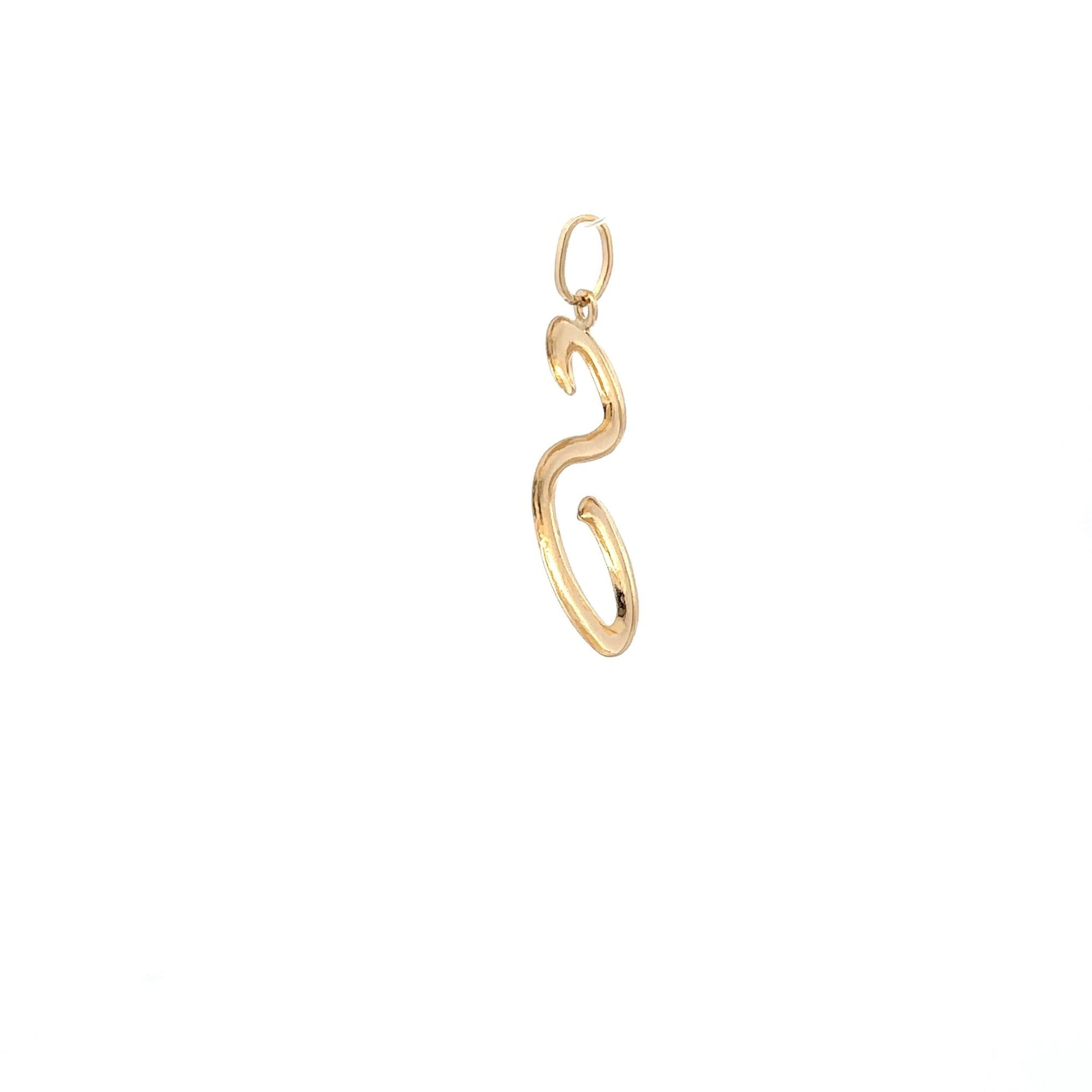 18K Gold Pendant Letter Initial S - Rafant