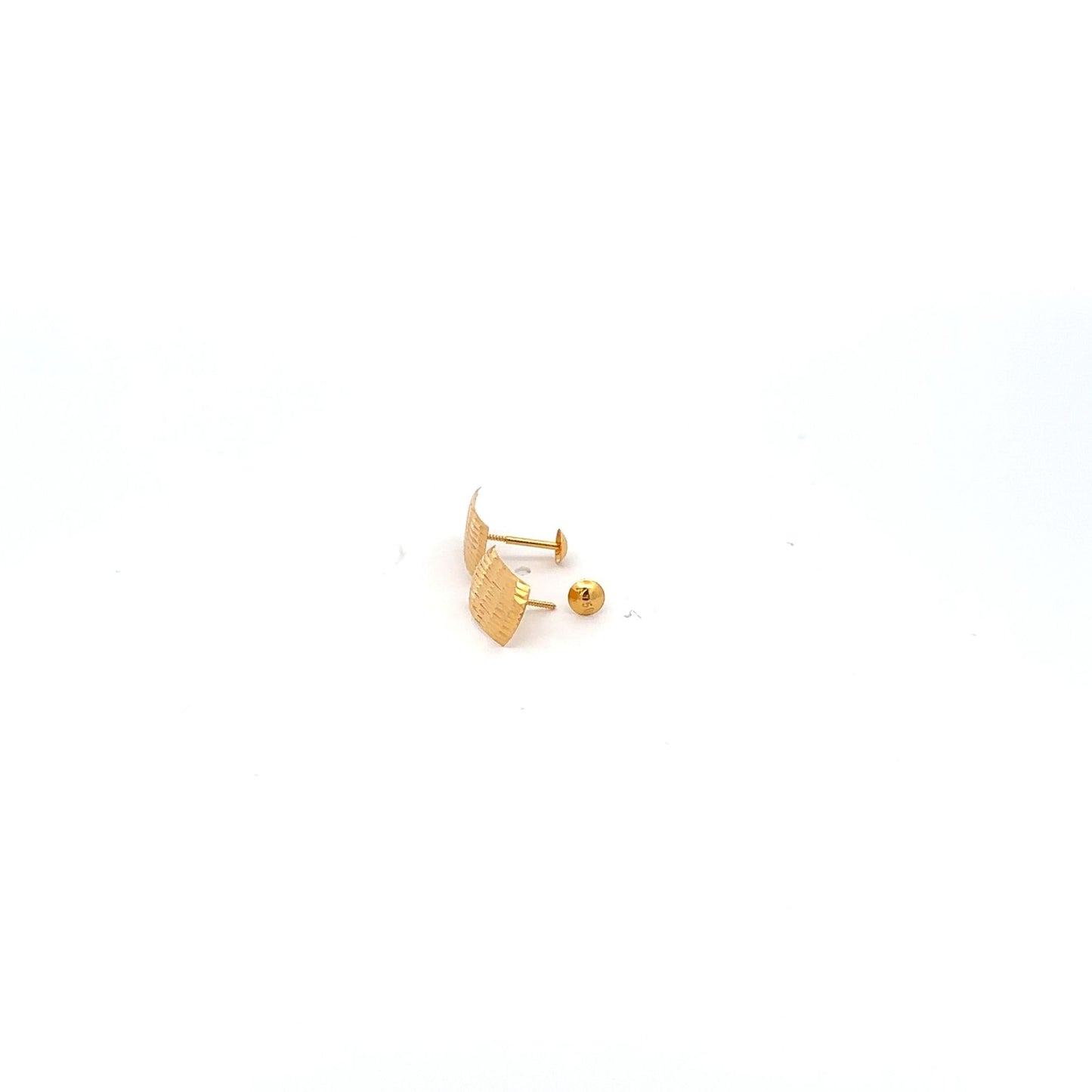 18K Gold Earrings Screw Type Rectangle - Rafant