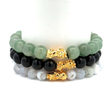 Load image into Gallery viewer, 18K Gold Pixiu Piyao Bracelet Natural Gemstones 8-10mm Birthstones Wealth Bracelet - Rafant
