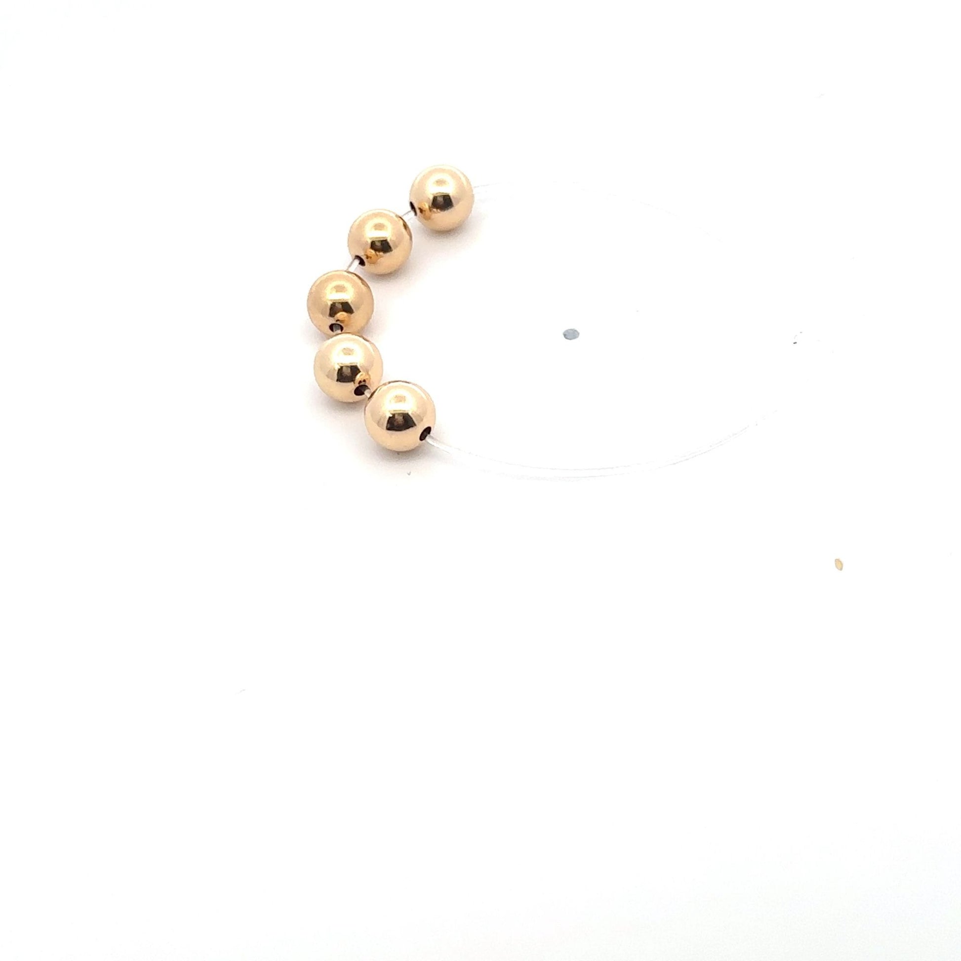 18K Gold Ball Polished Bead Spacer Small 7mm DIY Bracelet Necklace Sold by Pack - Rafant