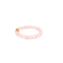 Load image into Gallery viewer, 18K Gold Money Bag Lucky Charm Beads Bracelet Gemstones Rose Quartz 6mm - Rafant
