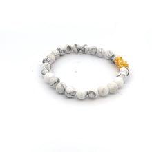 Load image into Gallery viewer, 18K Gold Pixiu Piyao Dragon Bracelet Natural White Howlite Gemstones 6mm Elastic Bracelet - Rafant

