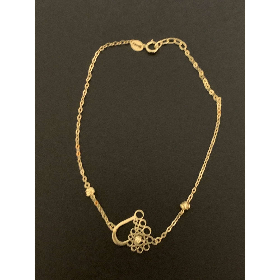 18K Gold Bracelet 7.5 inches with Heart Charm 1.13 grams