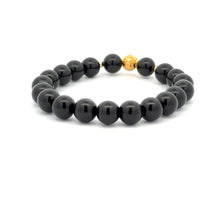 Load image into Gallery viewer, 18K Gold Money Ball Lucky Charm Beads Bracelet Gemstones Obsidian 8mm - Rafant
