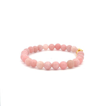 Load image into Gallery viewer, 18K Gold Money Bag Lucky Charm Beads Bracelet Gemstones Pink Opal 6mm - Rafant
