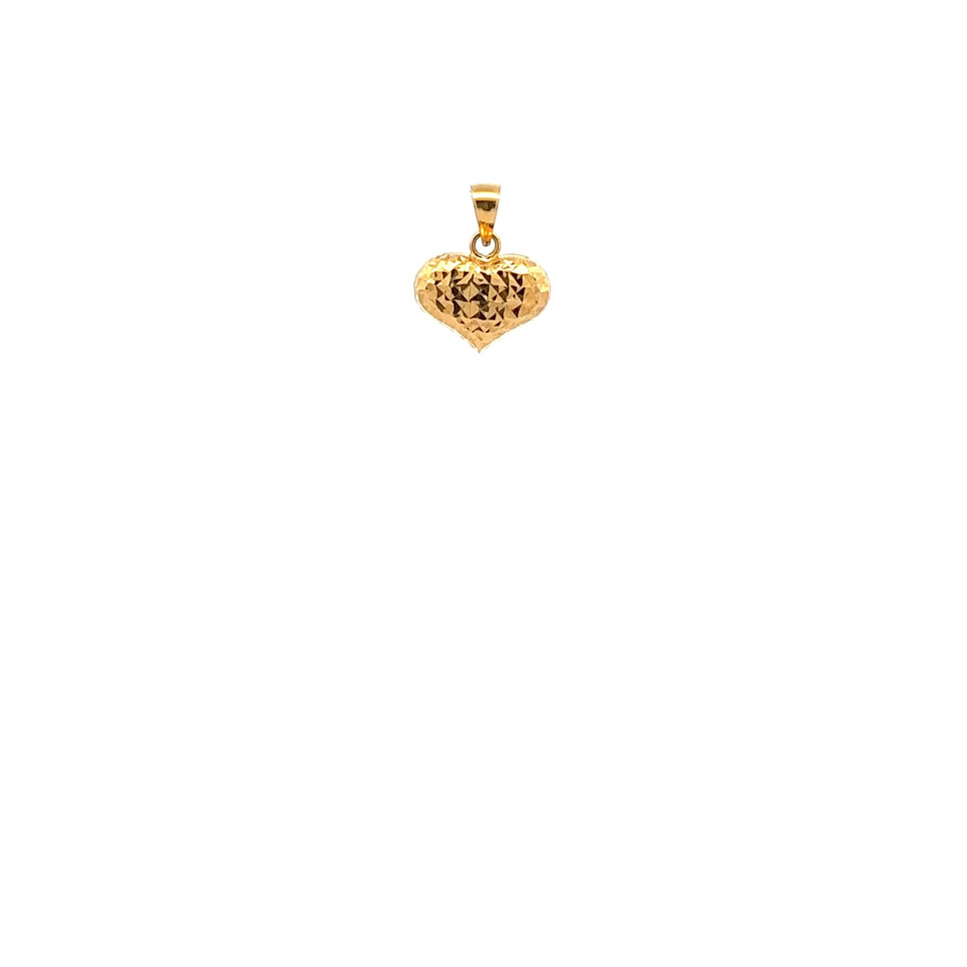 18K Gold Pendant Charm Puffed Heart 0.60 grams - Rafant