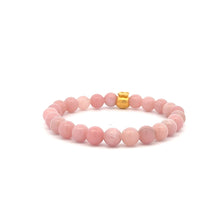 Load image into Gallery viewer, 24K Gold Money Bag Lucky Charm Stretch Bracelet Gemstones Natural Pink Opal 6mm - Rafant
