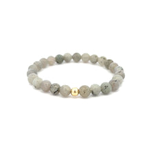 Load image into Gallery viewer, Natural Labradorite 6mm Stretchable Bracelet 18k Gold Bead Charm - Rafant
