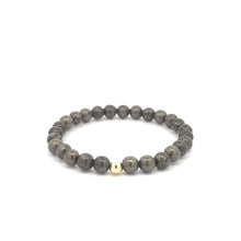 Load image into Gallery viewer, Natural Pyrite 6mm Stretchable Bracelet 18k Gold Bead Charm - Rafant
