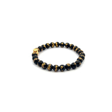 Load image into Gallery viewer, 18K Gold Money Bag Lucky Charm Bracelet Onyx Gemstones 6mm
