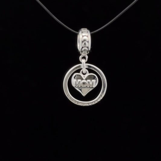 925 Sterling Silver Charm Bead MOM Mother For Charm Bracelet Necklace - Rafant