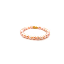 Load image into Gallery viewer, 24K Gold Piyao Pixiu Bracelet Natural Freshwater Pink Pearls 7-8mm
