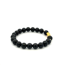 Load image into Gallery viewer, 18K Gold Dragon Pixiu Piyao Lucky Charm Bead Bracelet Gemstone Black Obsidian 8mm - Rafant
