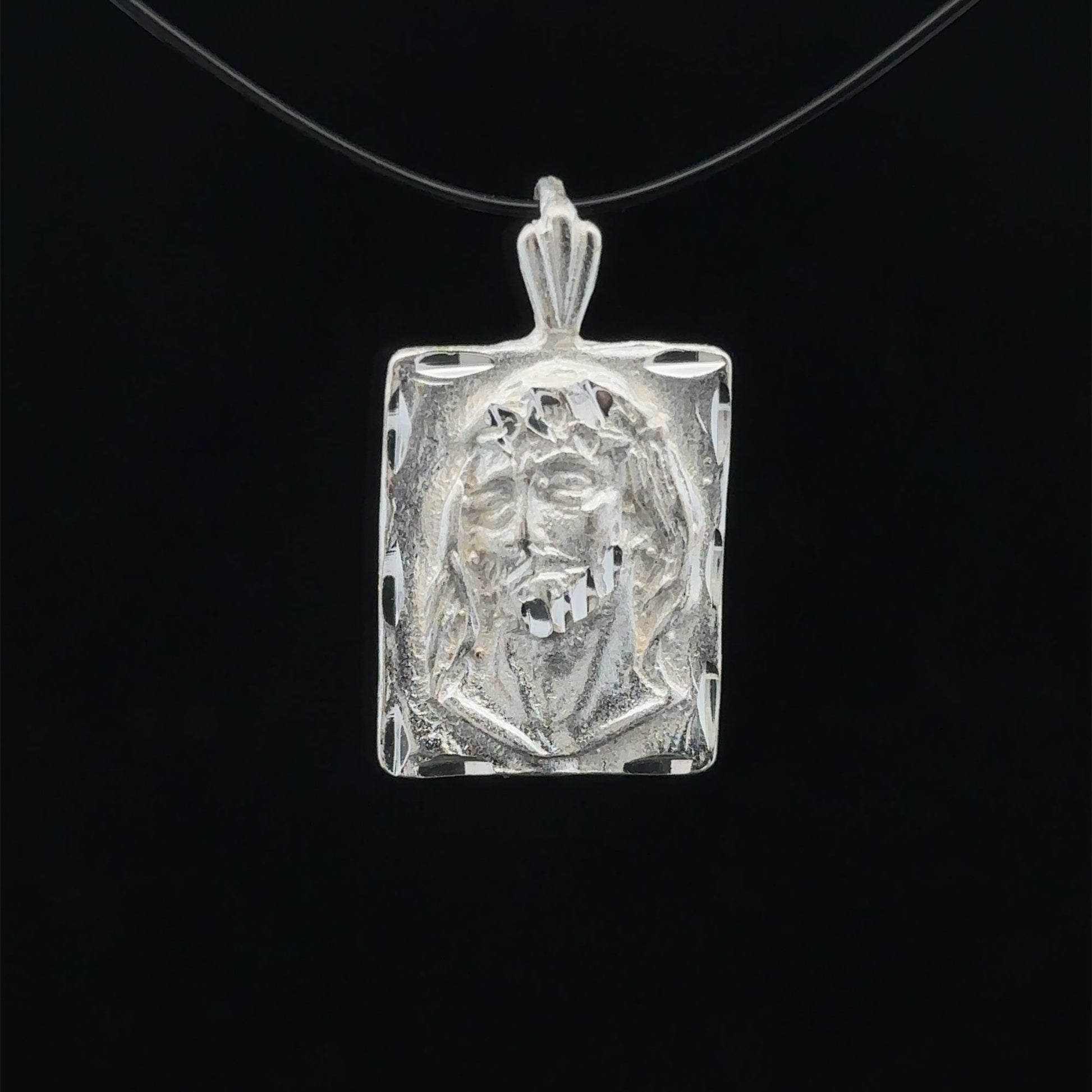 925 Sterling Silver Pendant Charm Jesus Christ Religious Medalion - Rafant
