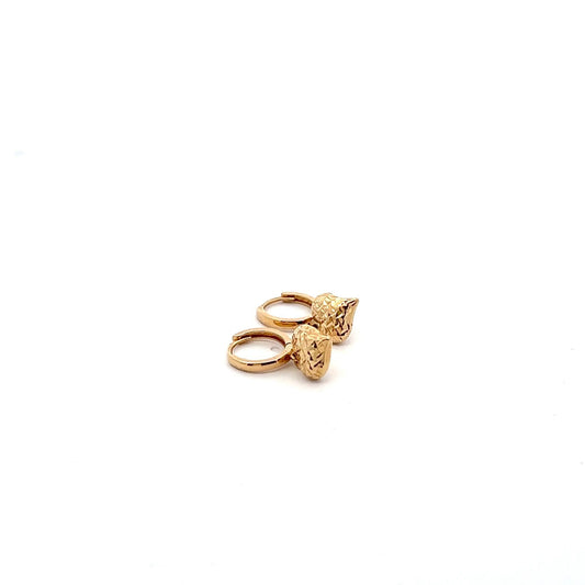 18K Gold Earrings Hoops Dangle Heart - Rafant