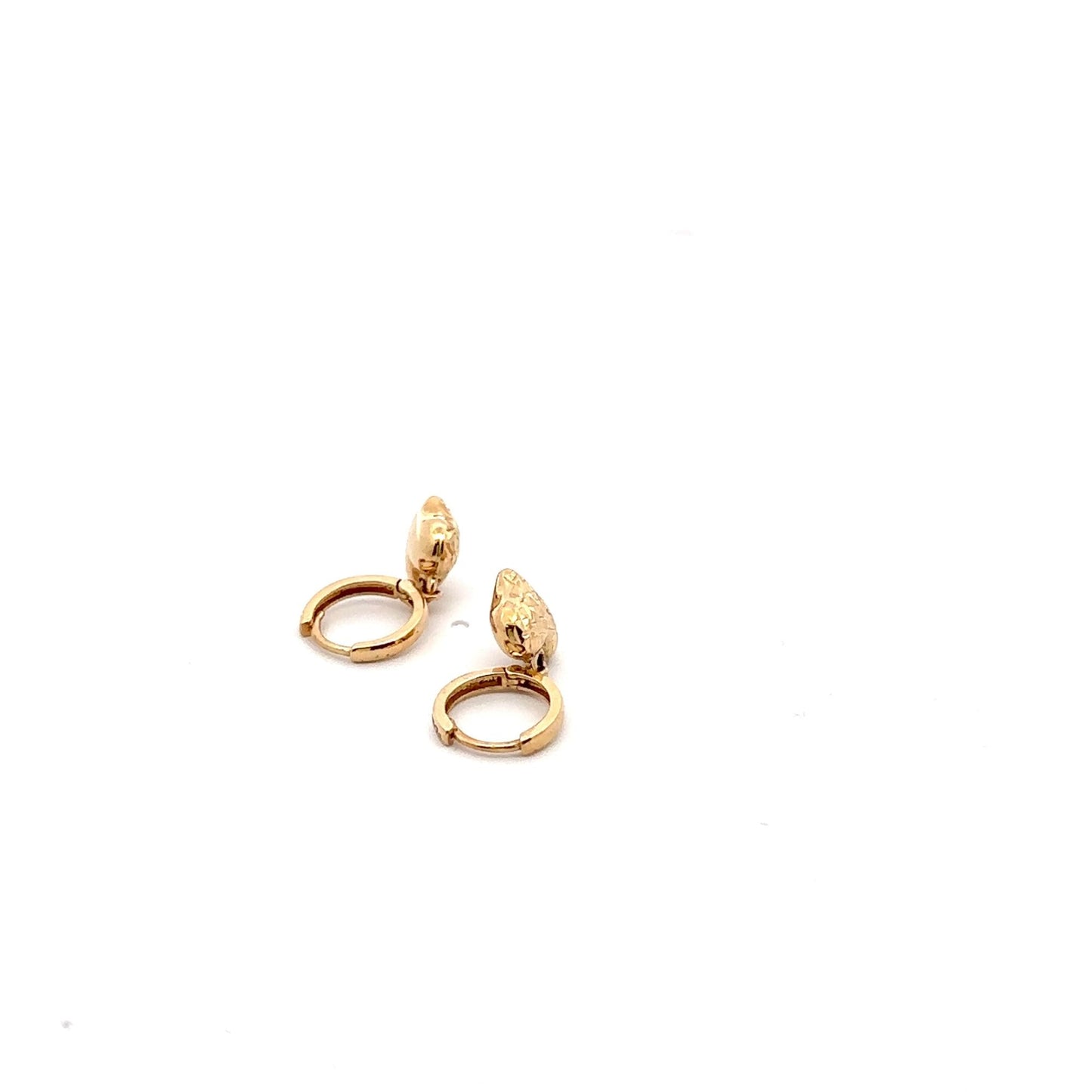 18K Gold Earrings Hoops Dangle Heart - Rafant