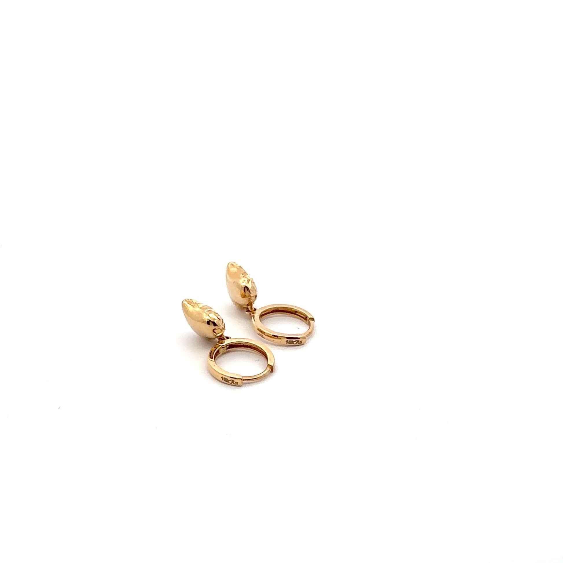 18K Gold Earrings Hoops Dangle Heart - Rafant