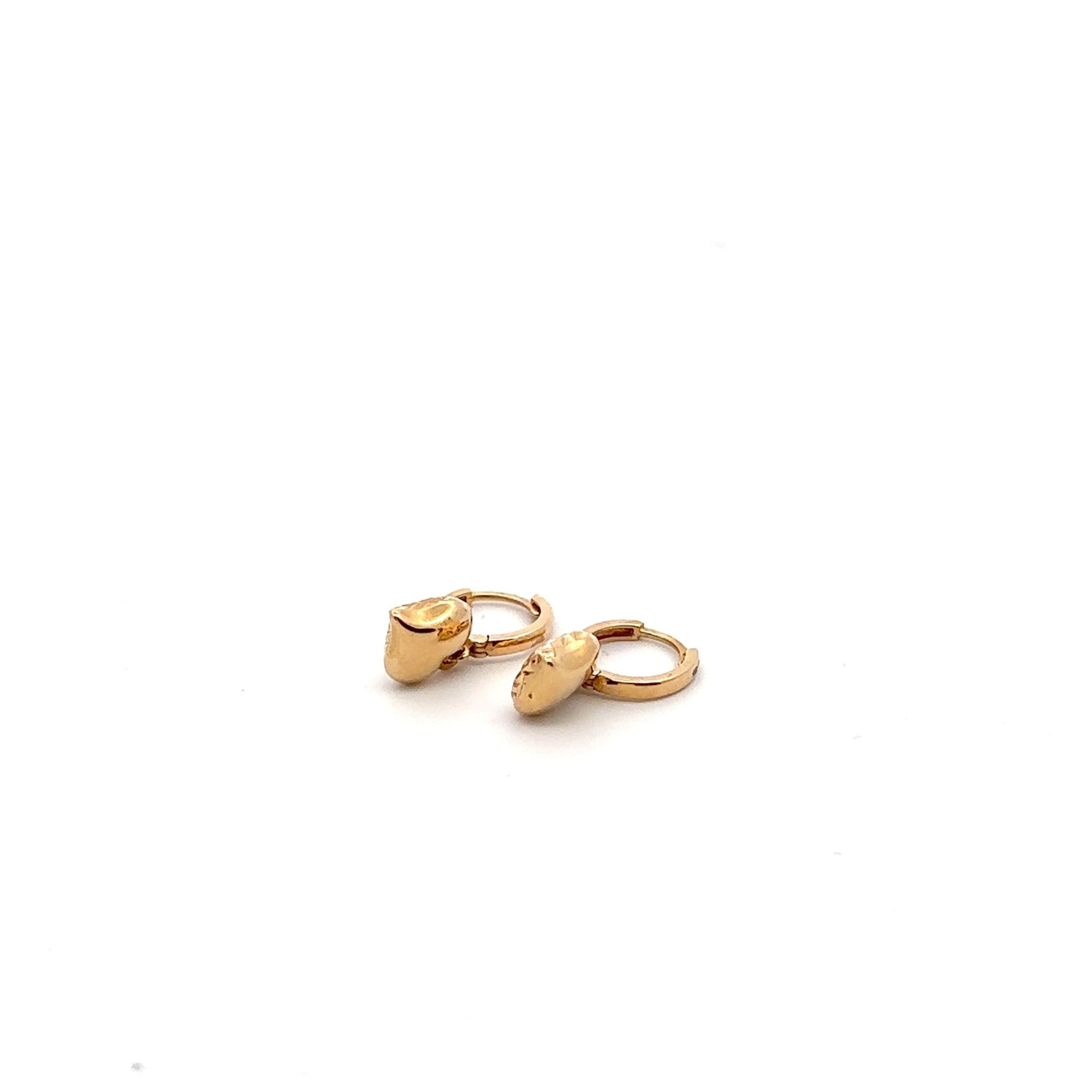 18K Gold Earrings Hoops Dangle Heart - Rafant