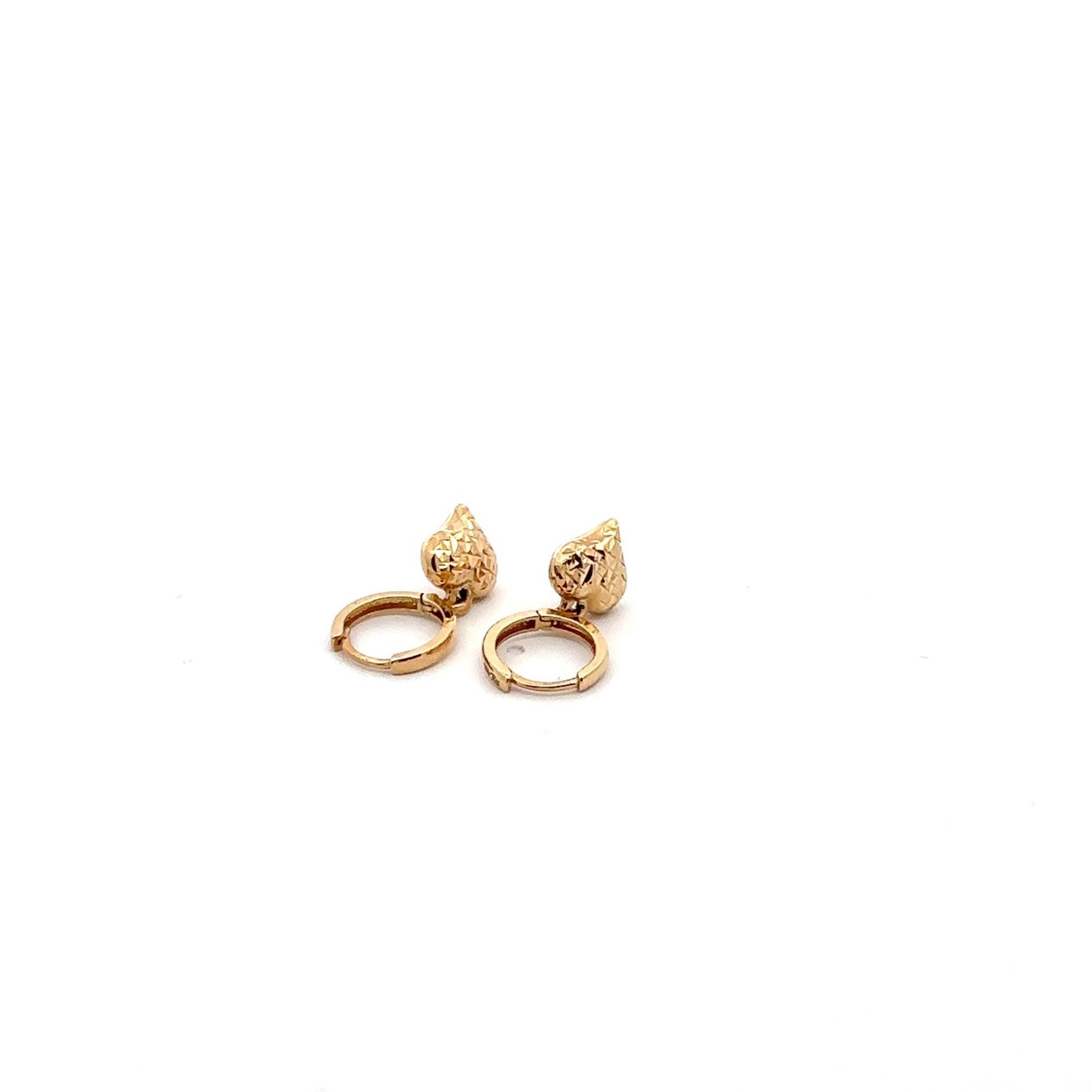 18K Gold Earrings Hoops Dangle Heart - Rafant