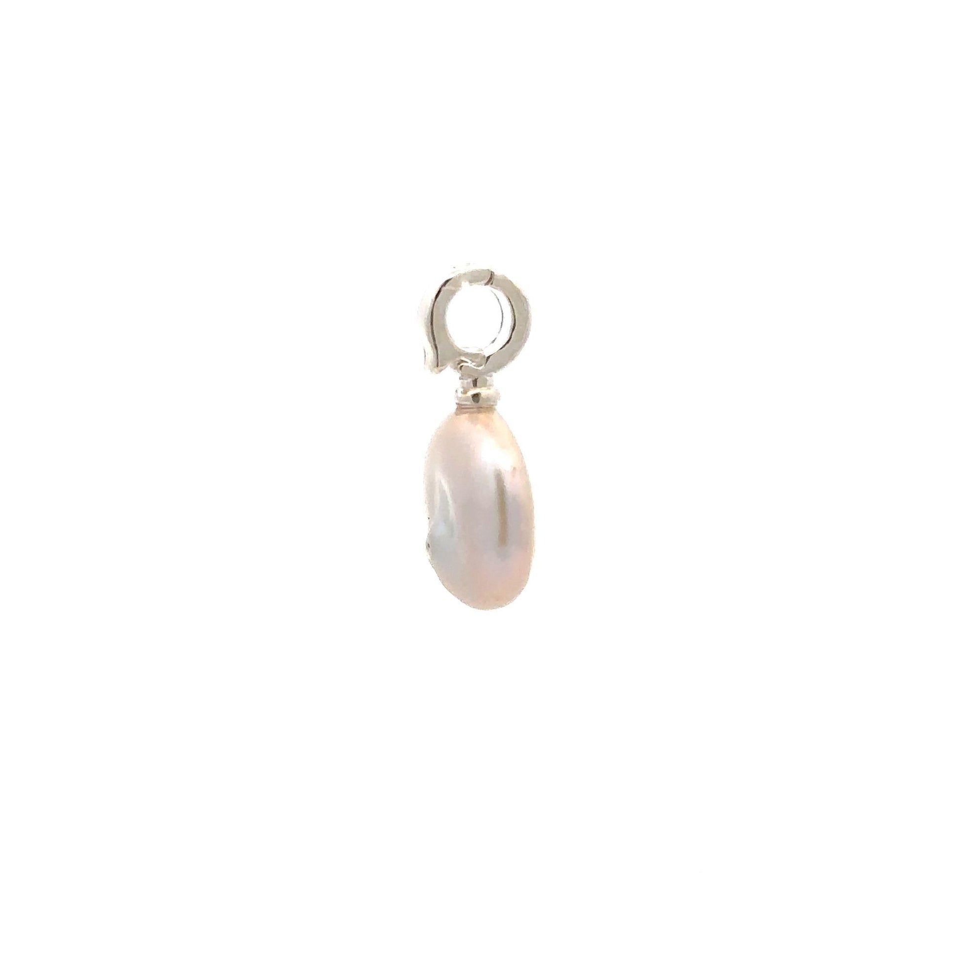 925 Sterling Silver Charm Freshwater Pearl Pendant Charm - Rafant