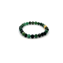 Load image into Gallery viewer, 24K Gold Money Bag Bracelet Natural Emerald Gemstones Micro Faceted May Birthstones 6mm
