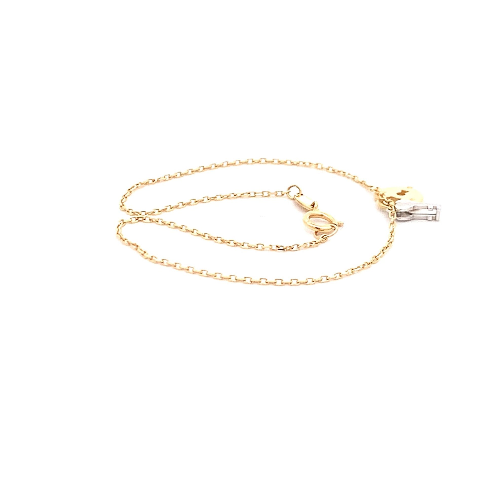 18K Gold Two Tone Gold Bracelet Charms Size 7.5 inches - Rafant