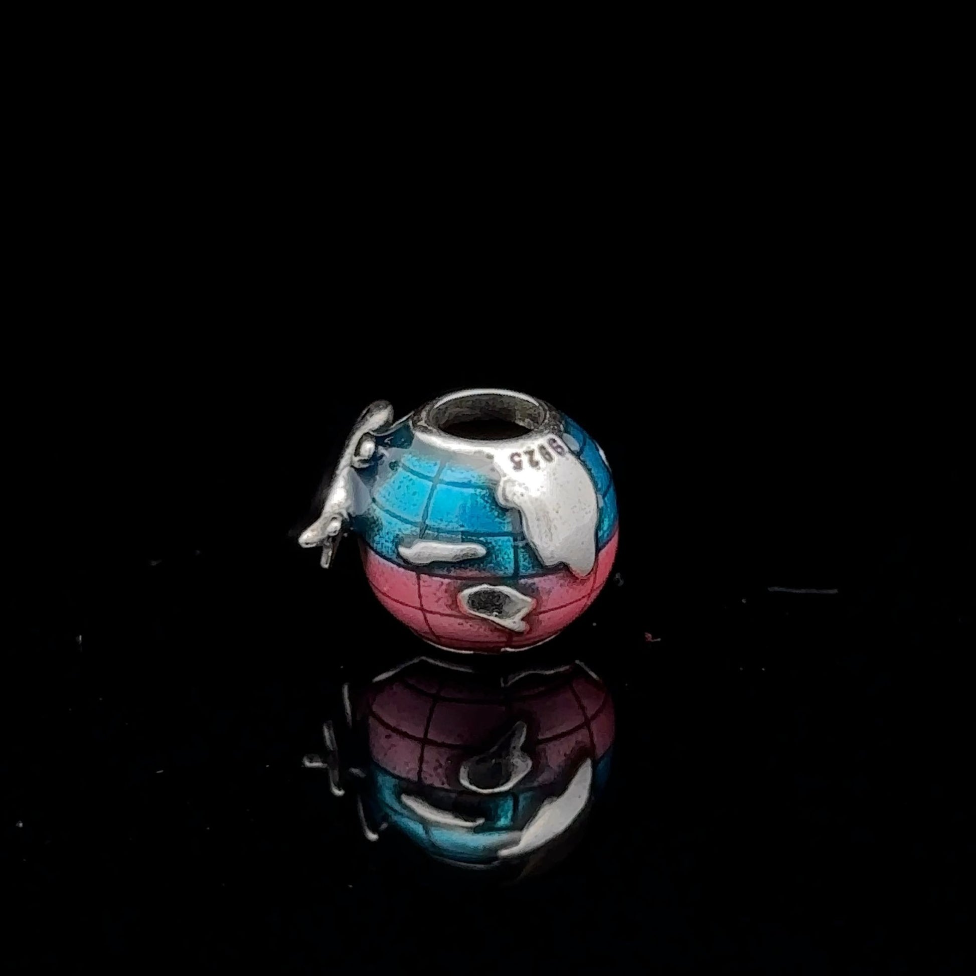 925 Sterling Silver Charm Bead Globe Travel Plane For Charm Bracelet Necklace - Rafant