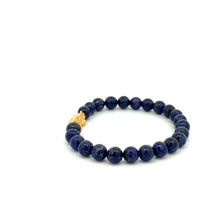 Load image into Gallery viewer, 24K Gold Piyao Pixiu Lucky Charm Bracelet Gemstones Lapis Lazuli 6mm - Rafant
