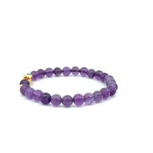 Load image into Gallery viewer, 18K Gold Money Bag Lucky Charm Beads Bracelet Gemstones Amethyst 6mm - Rafant
