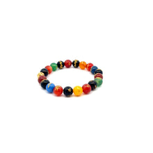 Load image into Gallery viewer, 18K Gold Money Coin Ball Lucky Bracelet Gemstones Agate Multicolor 8mm - Rafant
