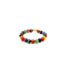 Load image into Gallery viewer, 18K Gold Pixiu Piyao Bracelet Natural Gemstones Agate Multicolor 8mm Elastic Bracelet
