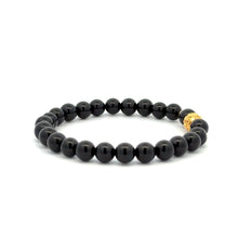 Load image into Gallery viewer, 18K Gold Money Ball Lucky Charm Beads Bracelet Gemstones Black Onyx 6mm - Rafant
